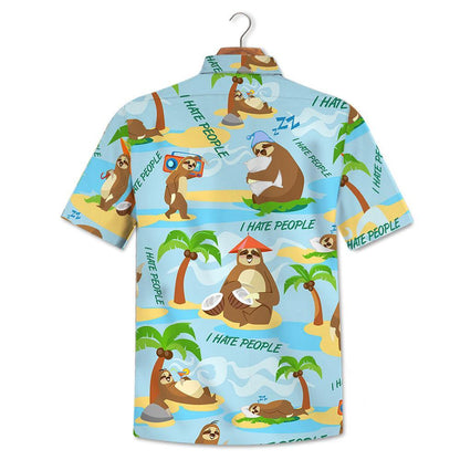 Sloth - I Hate People Hawaiian Shirt