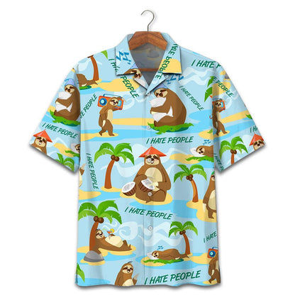 Sloth - I Hate People Hawaiian Shirt