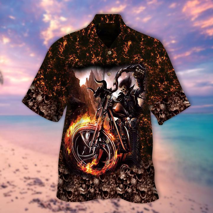 Biker Skull Halloween Hawaiian Shirt | For Men & Women | Adult | HW9294