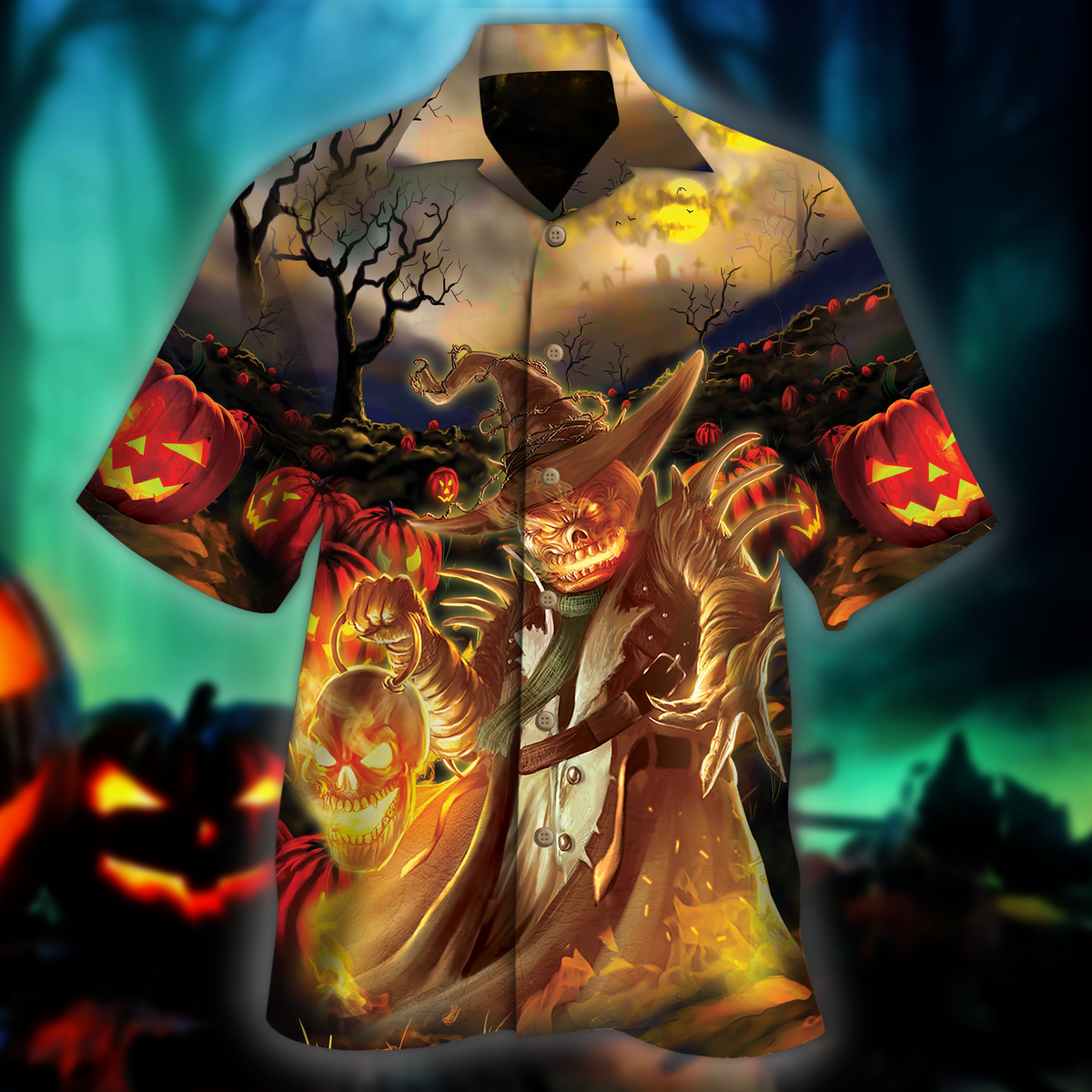 Skull Pumpkin Halloween Hawaiian Shirt | For Men & Women | Adult | HW9167