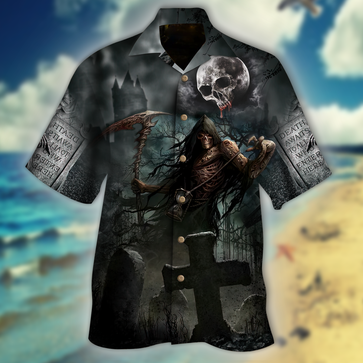 Skull Shadow Halloween Hawaiian Shirt | For Men & Women | Adult | HW9149