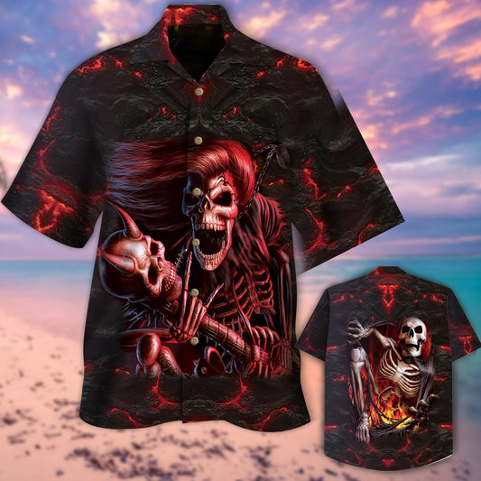 Red Skull Halloween Hawaiian Shirt | For Men & Women | Adult | HW9199