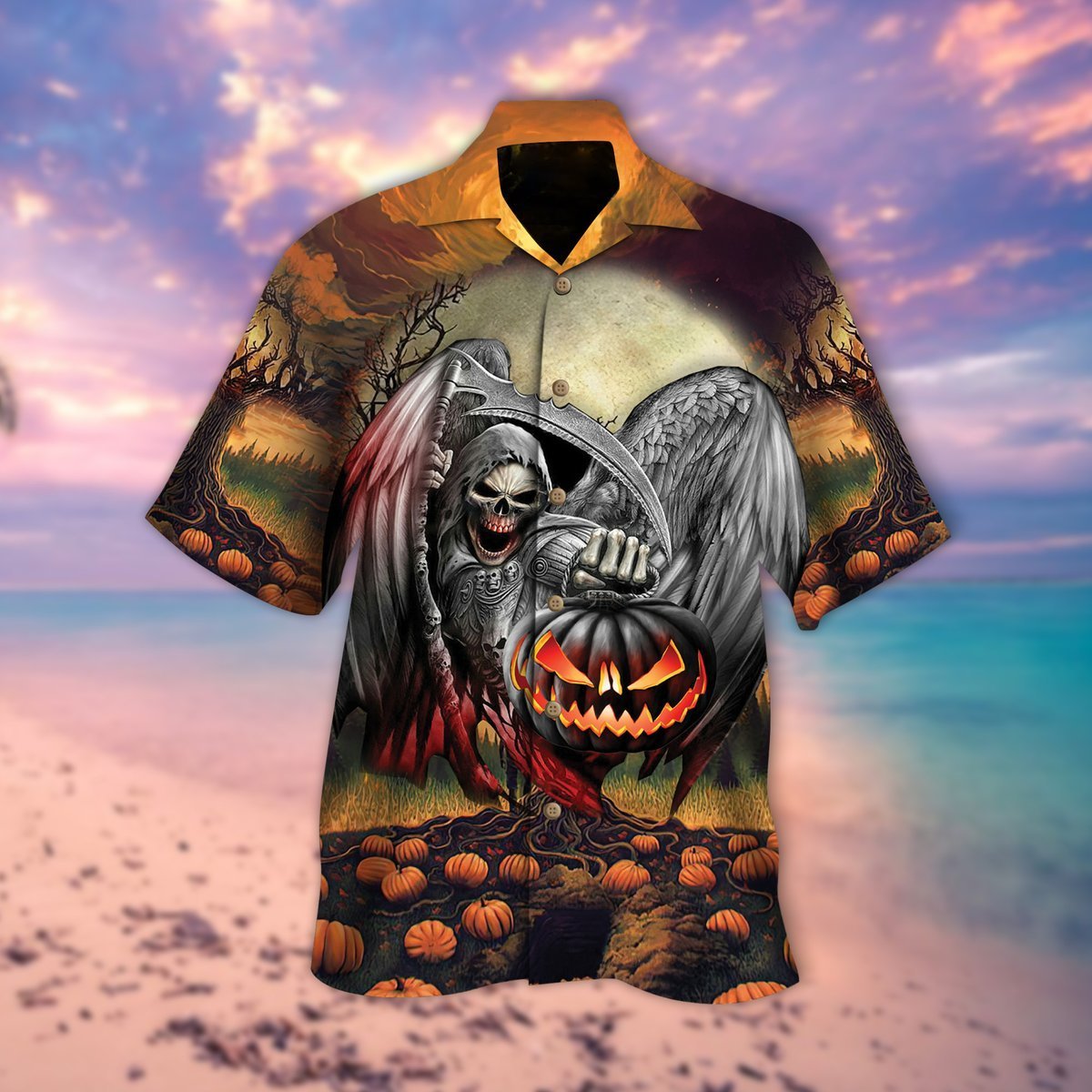 Pumpkin and Skull Lantern Halloween Hawaiian Shirt | For Men & Women | Adult | HW9174