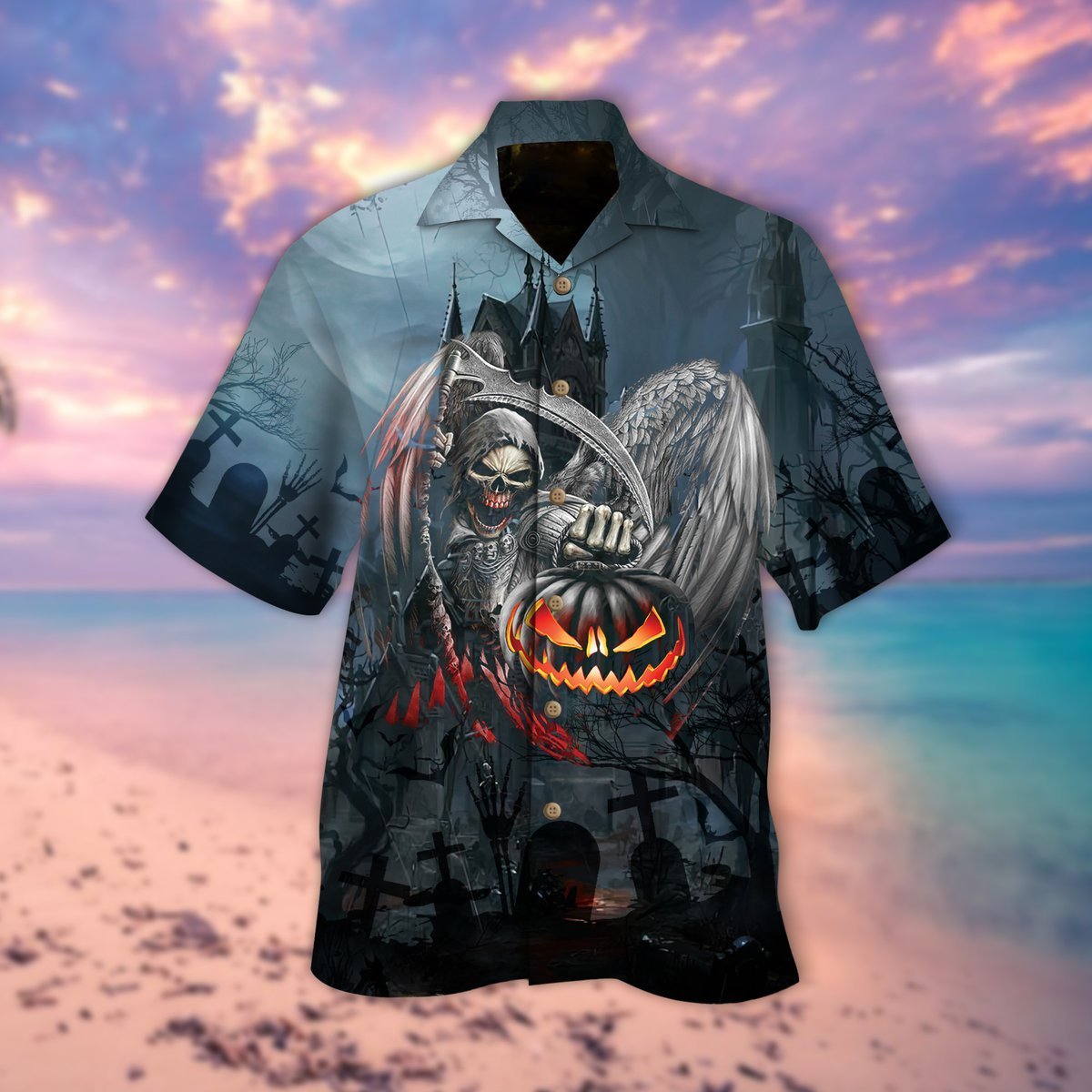 Pumpkin Skull Halloween Hawaiian Shirt | For Men & Women | Adult | HW9194