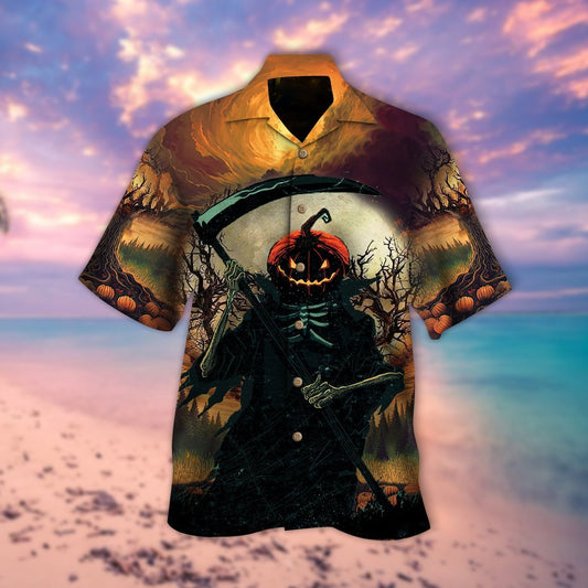 Skull Pumpkin Halloween Hawaiian Shirt | For Men & Women | Adult | HW9168