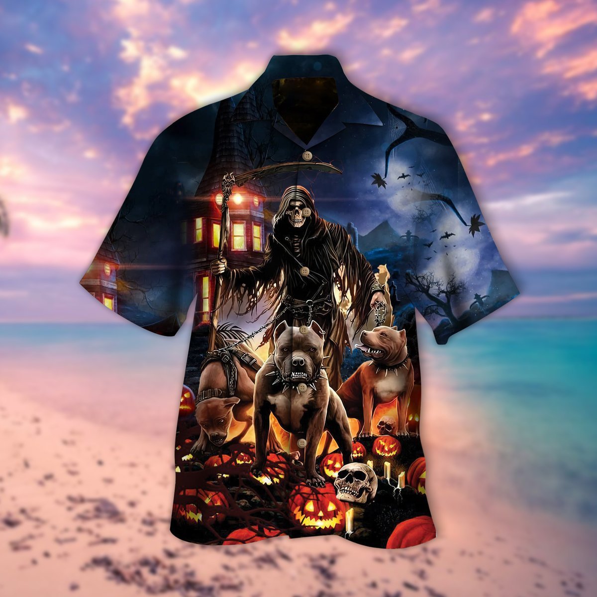 Pitbull Skull Halloween Hawaiian Shirt | For Men & Women | Adult | HW9171