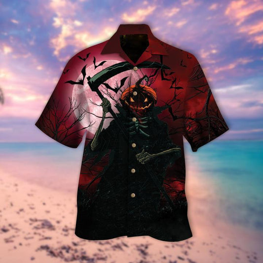 Blood Moon Skull Halloween Hawaiian Shirt | For Men & Women | Adult | HW9339