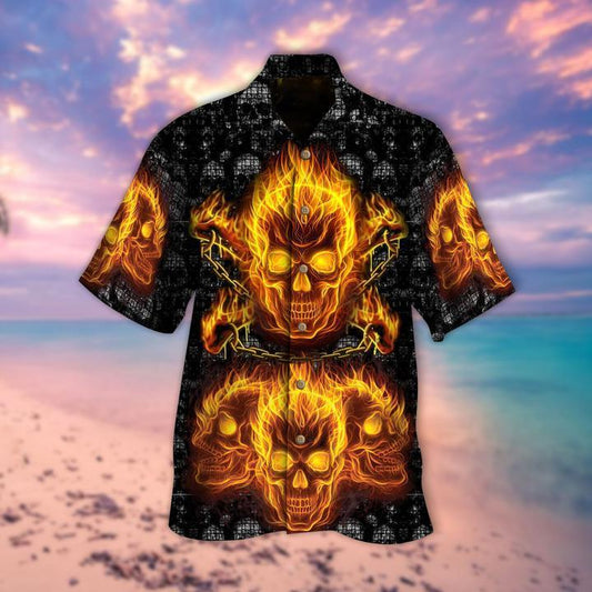 Fire Skulls Halloween Hawaiian Shirt | For Men & Women | Adult | HW9346