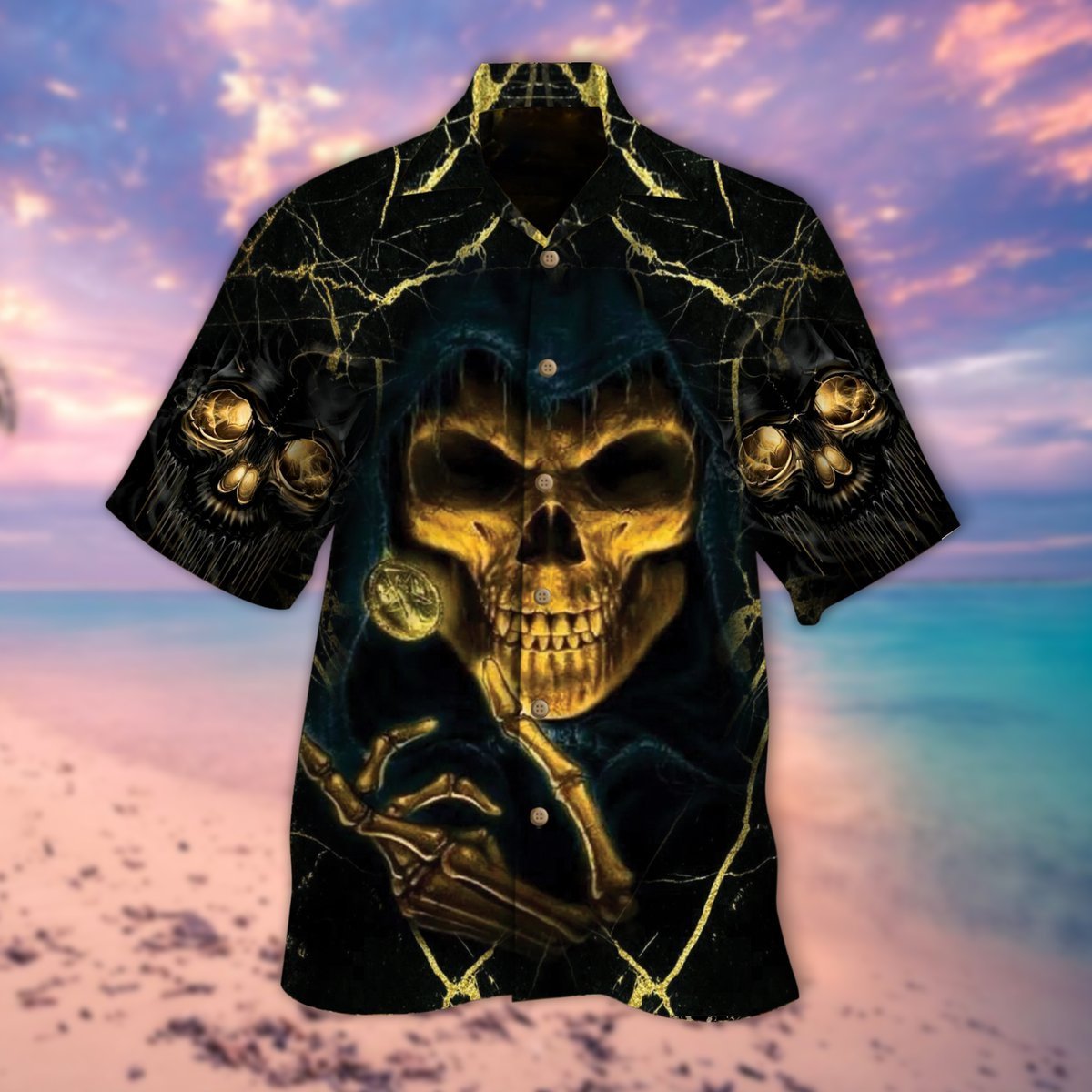 Scratched Skull Halloween Hawaiian Shirt | For Men & Women | Adult | HW9152