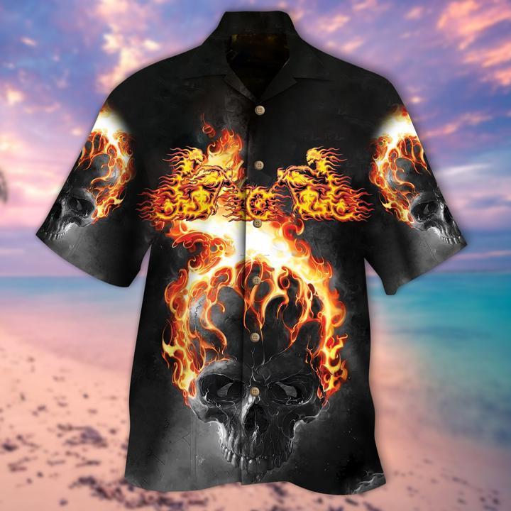 Fire Skull Halloween Hawaiian Shirt | For Men & Women | Adult | HW9298