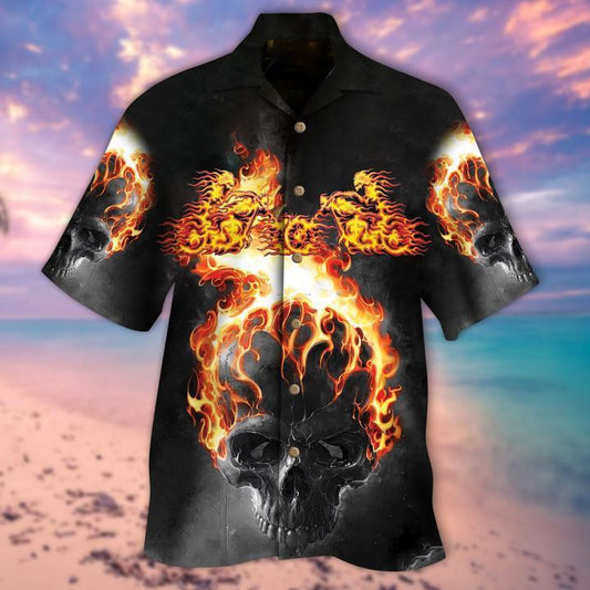 Fire Skull Halloween Hawaiian Shirt | For Men & Women | Adult | HW9298