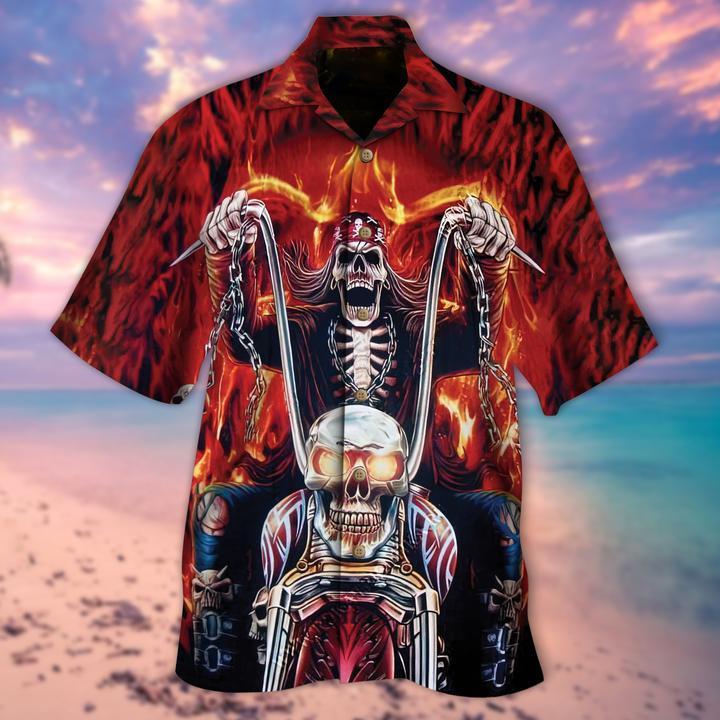 Biker Skull Halloween Hawaiian Shirt | For Men & Women | Adult | HW9302