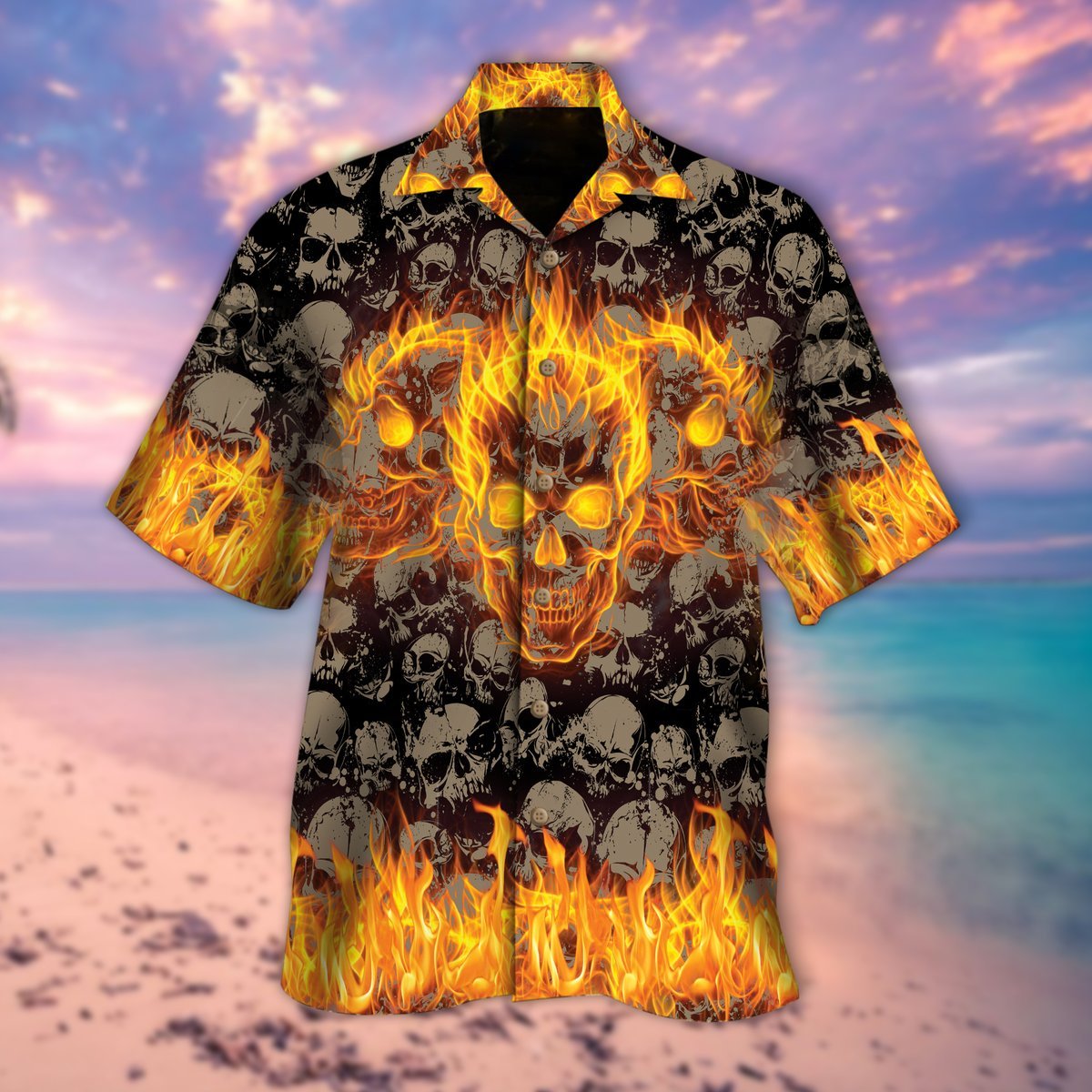 Fire Skull Halloween Hawaiian Shirt | For Men & Women | Adult | HW9153