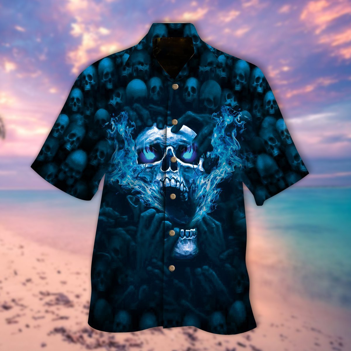 Blue Skull Halloween Hawaiian Shirt | For Men & Women | Adult | HW9145