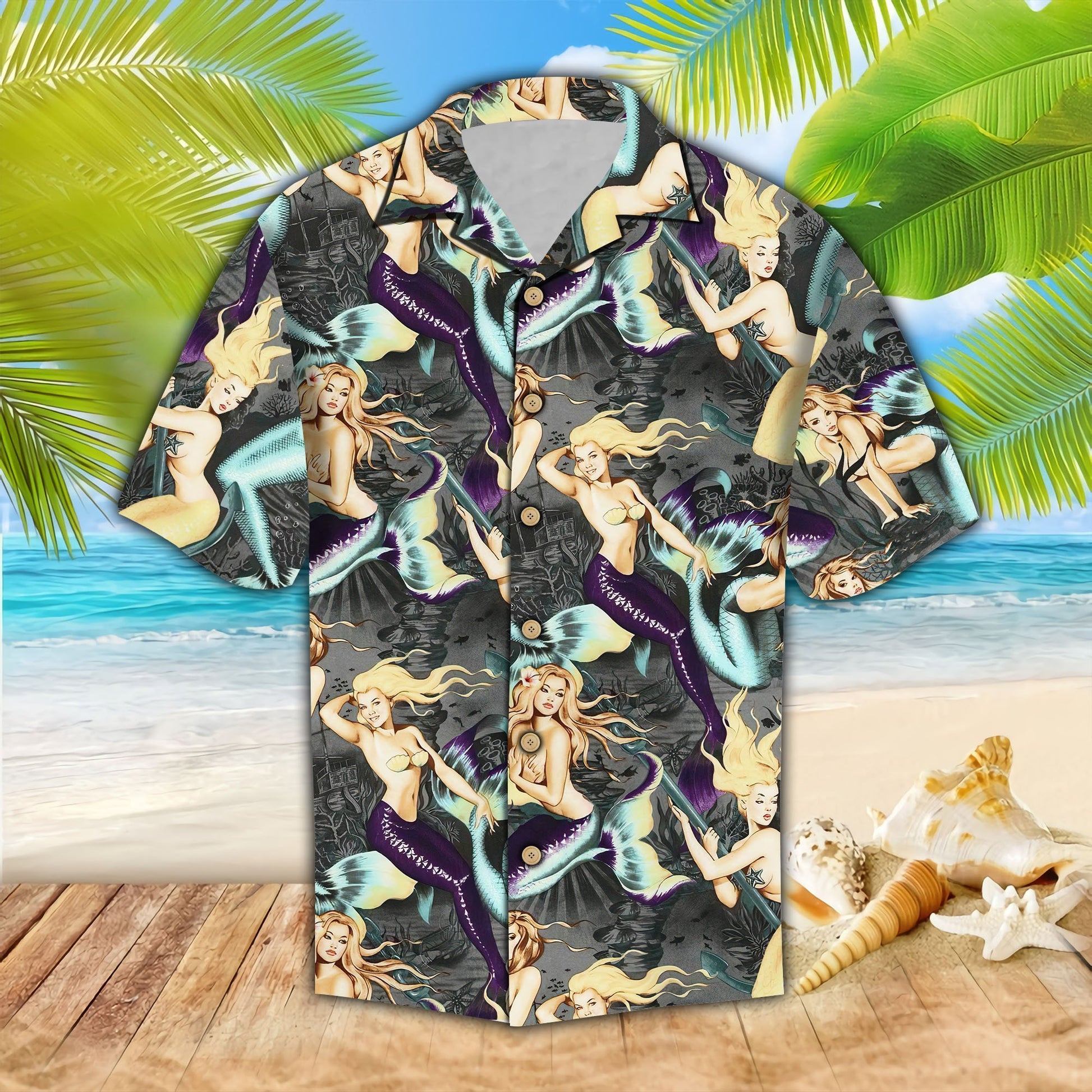 Beautiful Mermaid 3D Print Hawaiian Aloha Shirt