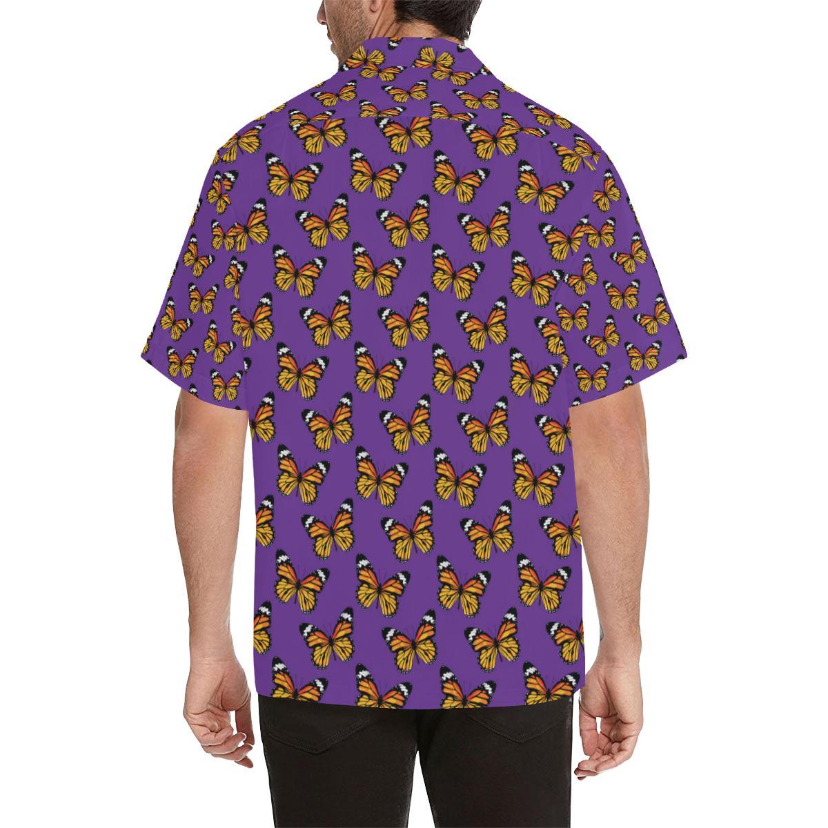 Monarch Butterfly Purple Print Pattern Hawaiian Shirt