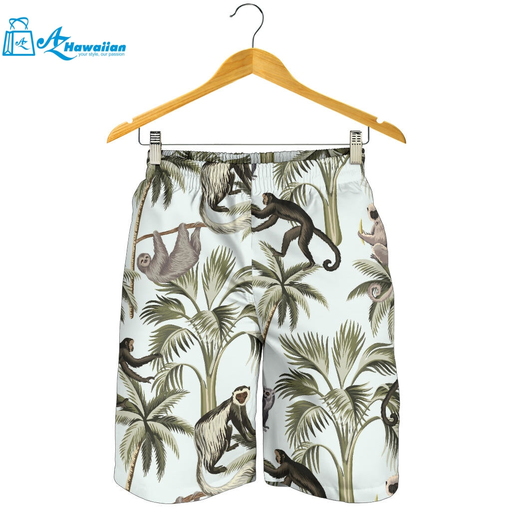 Monkey Sloth Lemur Palm Trees Pattern Men Shorts