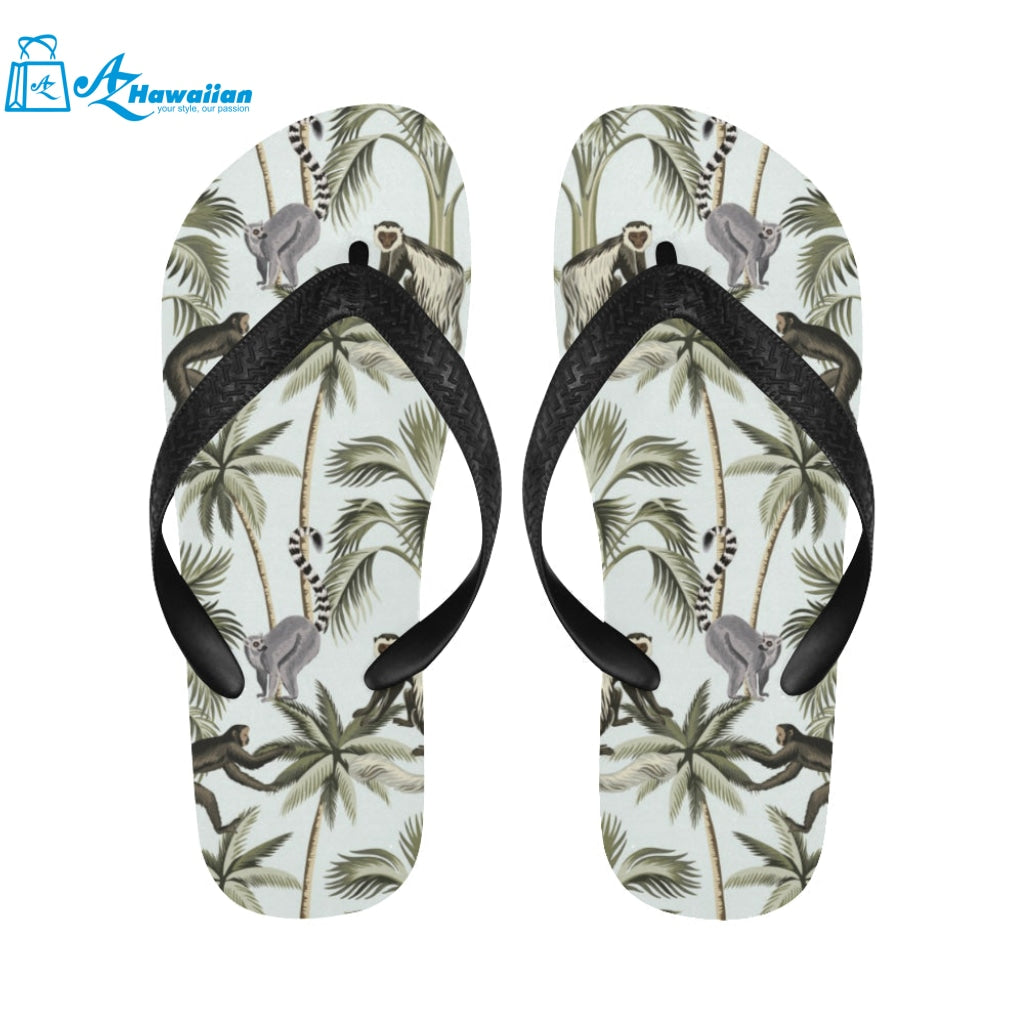 Monkey sloth lemur palm trees pattern Unisex Flip Flops