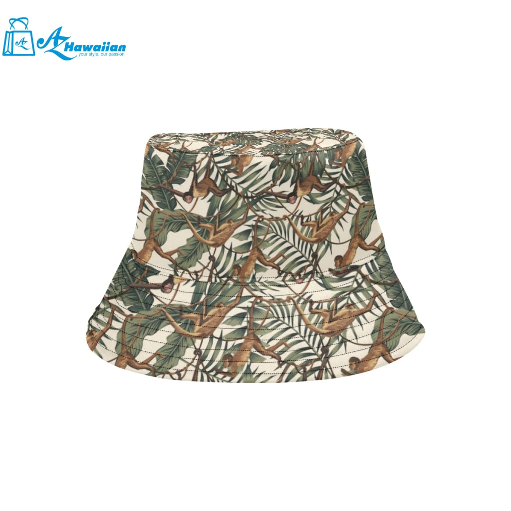 Monkey tropical leaves background Unisex Bucket Hat