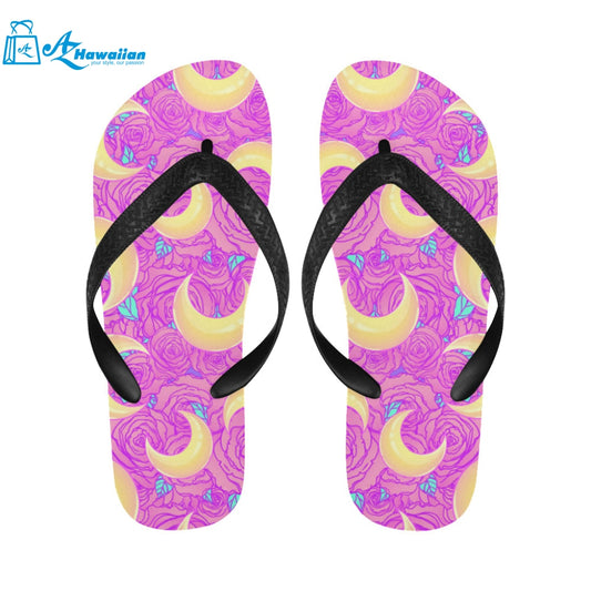 Moon pink rose background Unisex Flip Flops