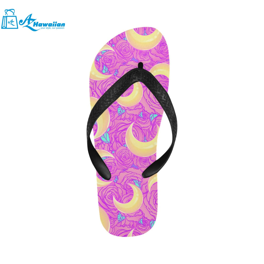 Moon pink rose background Unisex Flip Flops