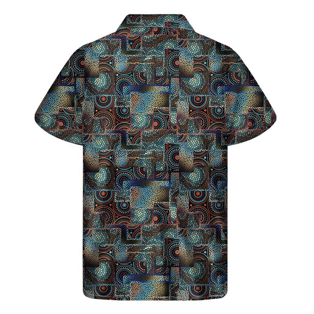 Mosaic Patchwork Pattern Print Mens Short Sleeve Shirt Hawaiian