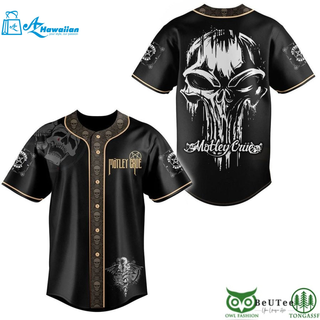 motley crue band skull baseball jersey shirt