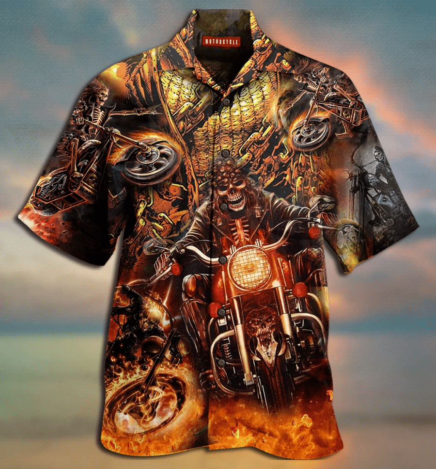 Amazing Skull Motorcycle Racing Hawaiian Shirt