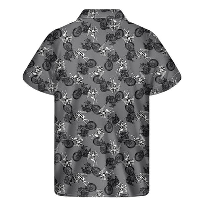 Motorcycle And Angel Pattern Print Mens Short Sleeve Shirt Hawaiian