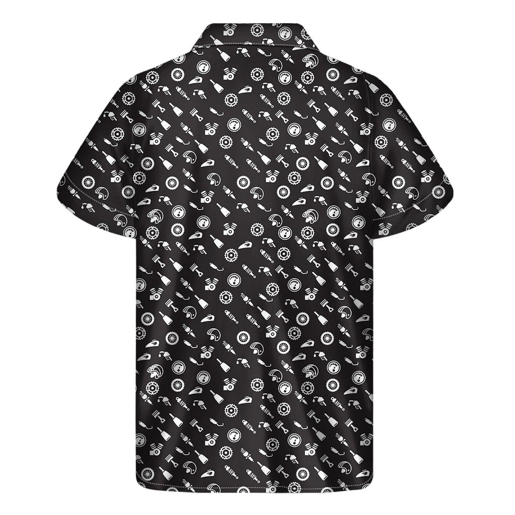 Motorcycle Parts Pattern Print Mens Short Sleeve Shirt Hawaiian