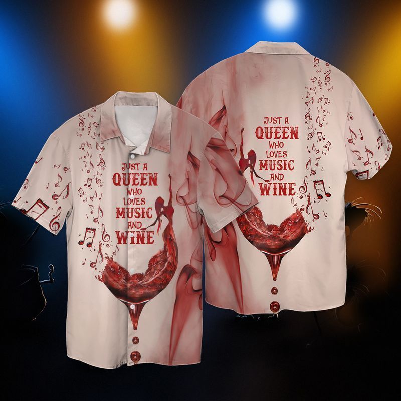 Music And Wine Just A Queen Who Loves Music And Wine For Men And Women Graphic Print Short Sleeve 