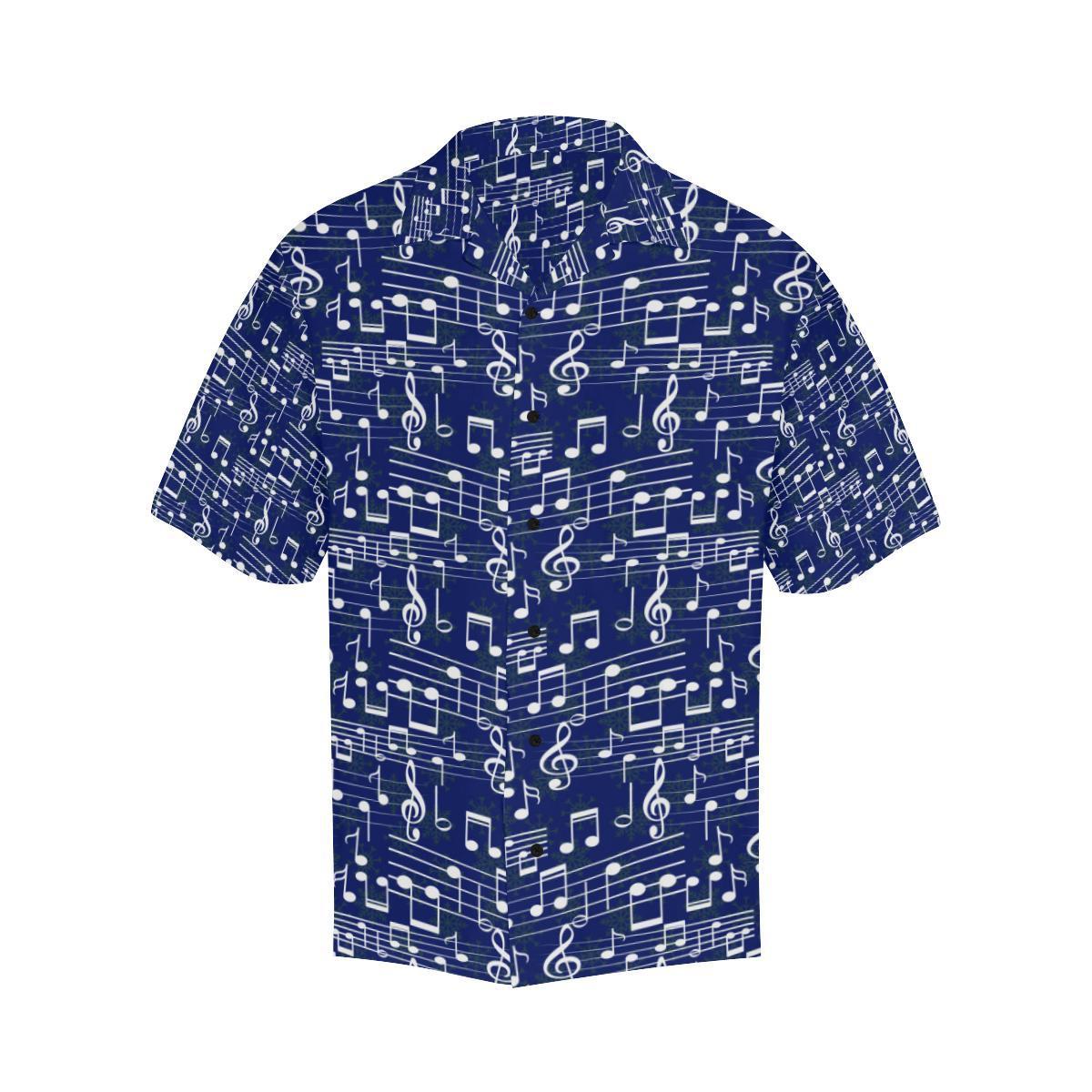 Music Note Blue Themed Print Hawaiian Shirt