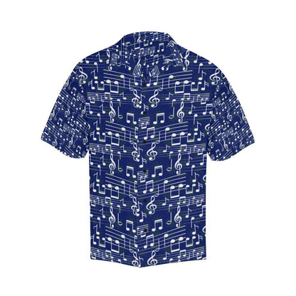 Music Note Blue Themed Print Hawaiian Shirt