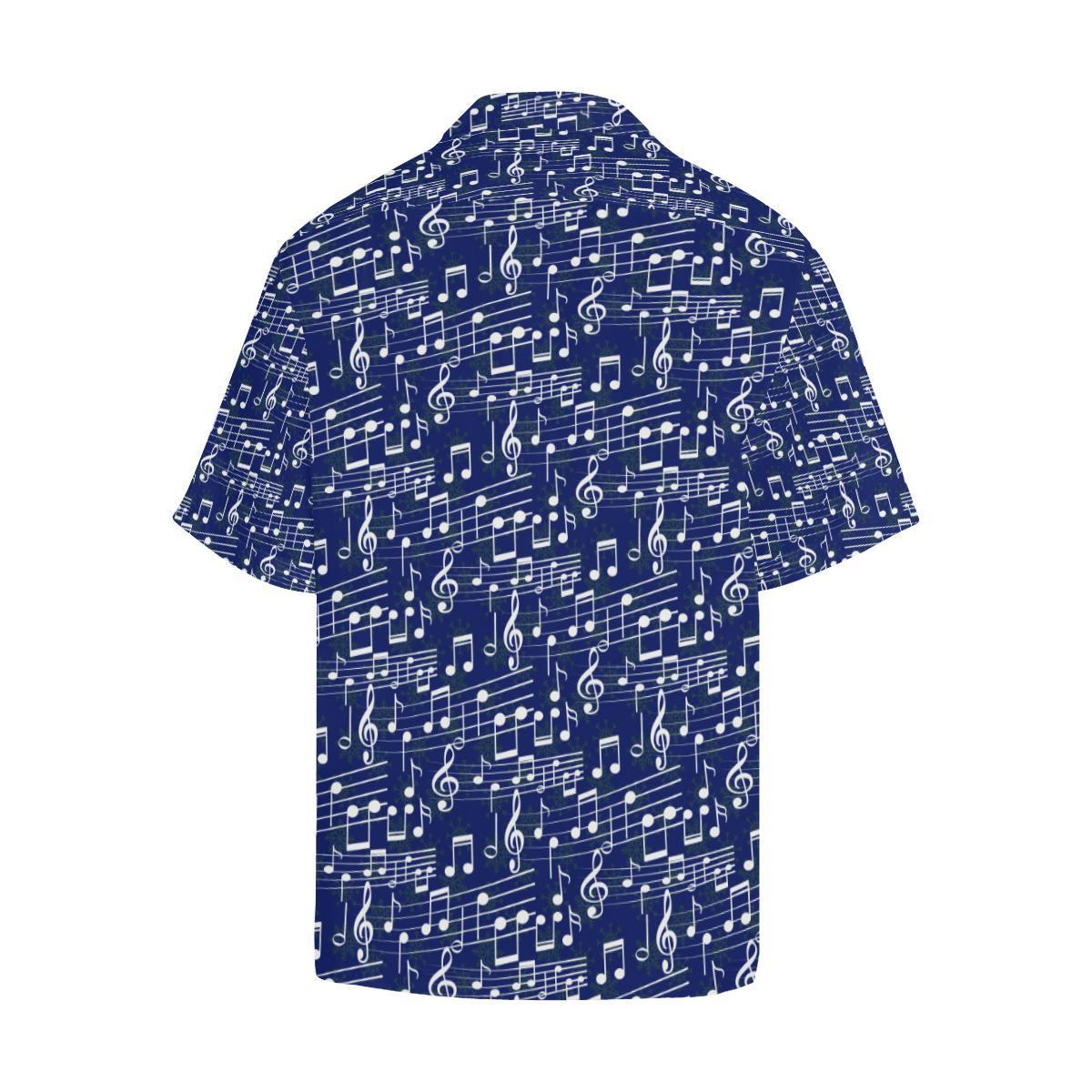 Music Note Blue Themed Print Hawaiian Shirt