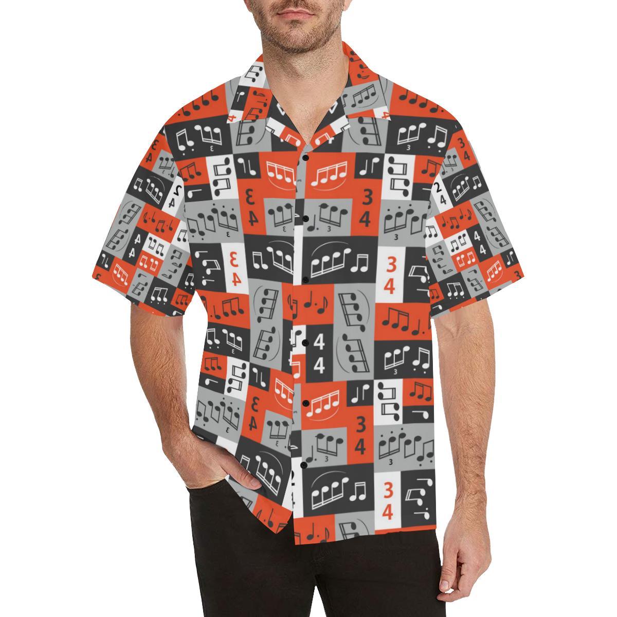 Music Note Design Themed Print Hawaiian Shirt