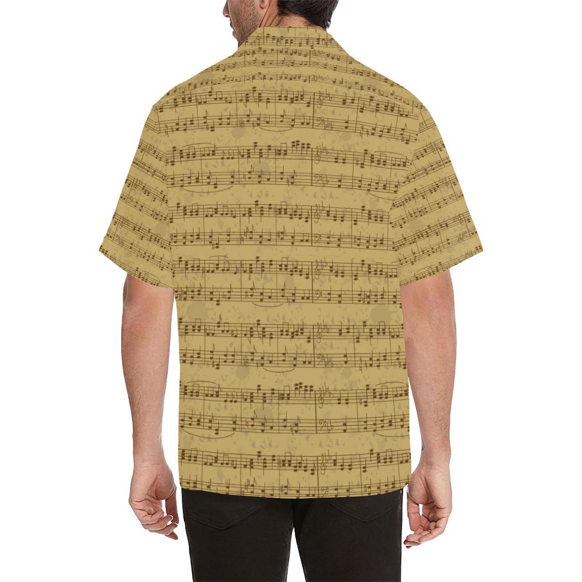 Music Note Vintage Themed Print Hawaiian Shirt