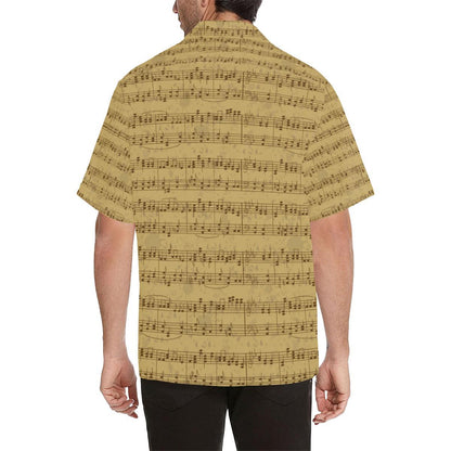 Music Note Vintage Themed Print Hawaiian Shirt