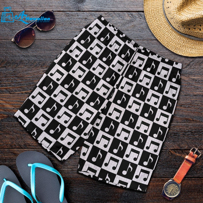 Music Notes Pattern Print Design 01 Men Shorts