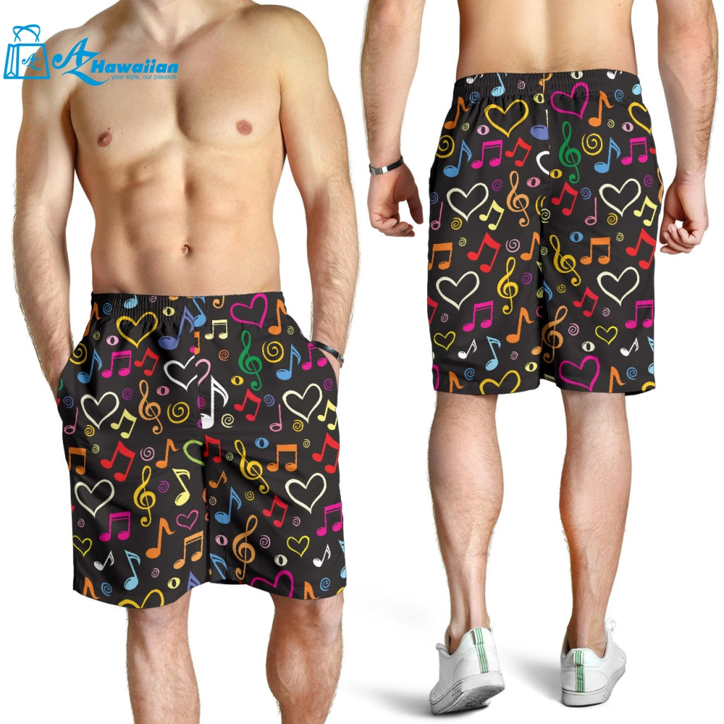 Music Notes Pattern Print Design 02 Men Shorts