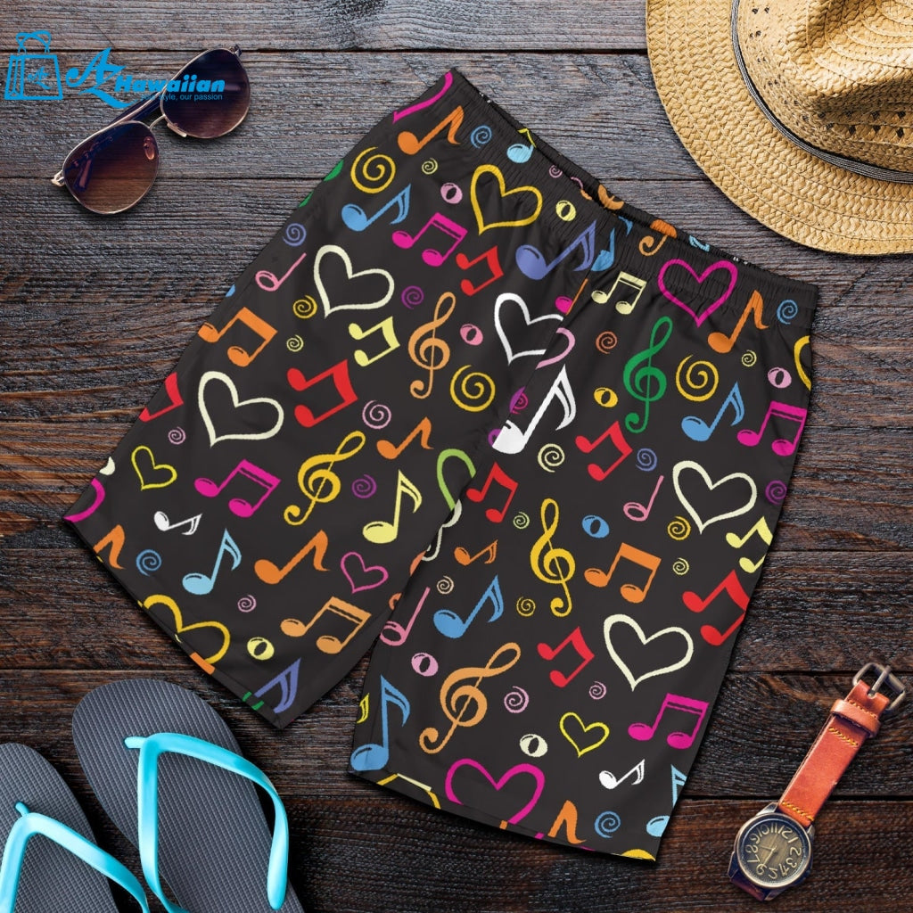 Music Notes Pattern Print Design 02 Men Shorts