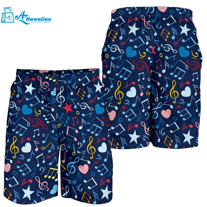 Music Notes Pattern Print Design 03 Men Shorts