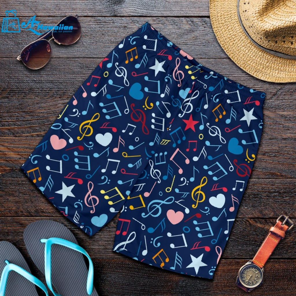 Music Notes Pattern Print Design 03 Men Shorts