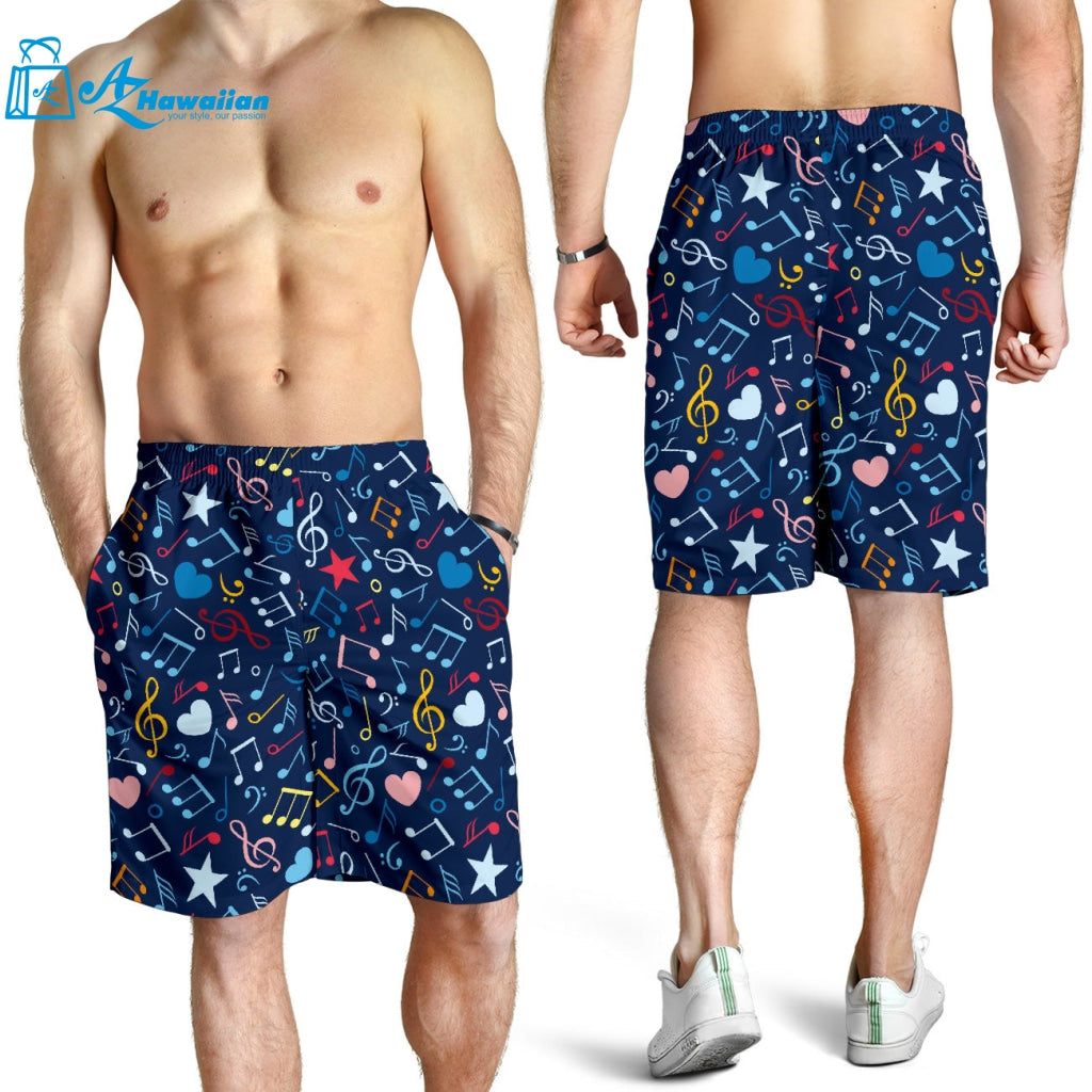 Music Notes Pattern Print Design 03 Men Shorts