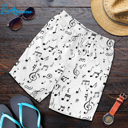 Music Notes Pattern Print Design 04 Men Shorts