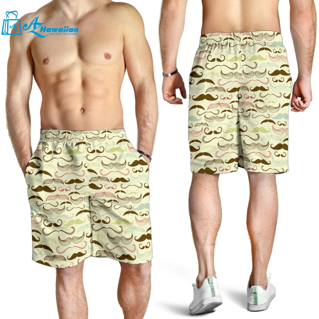 Mustache Beard Pattern Print Design 01 Men Shorts