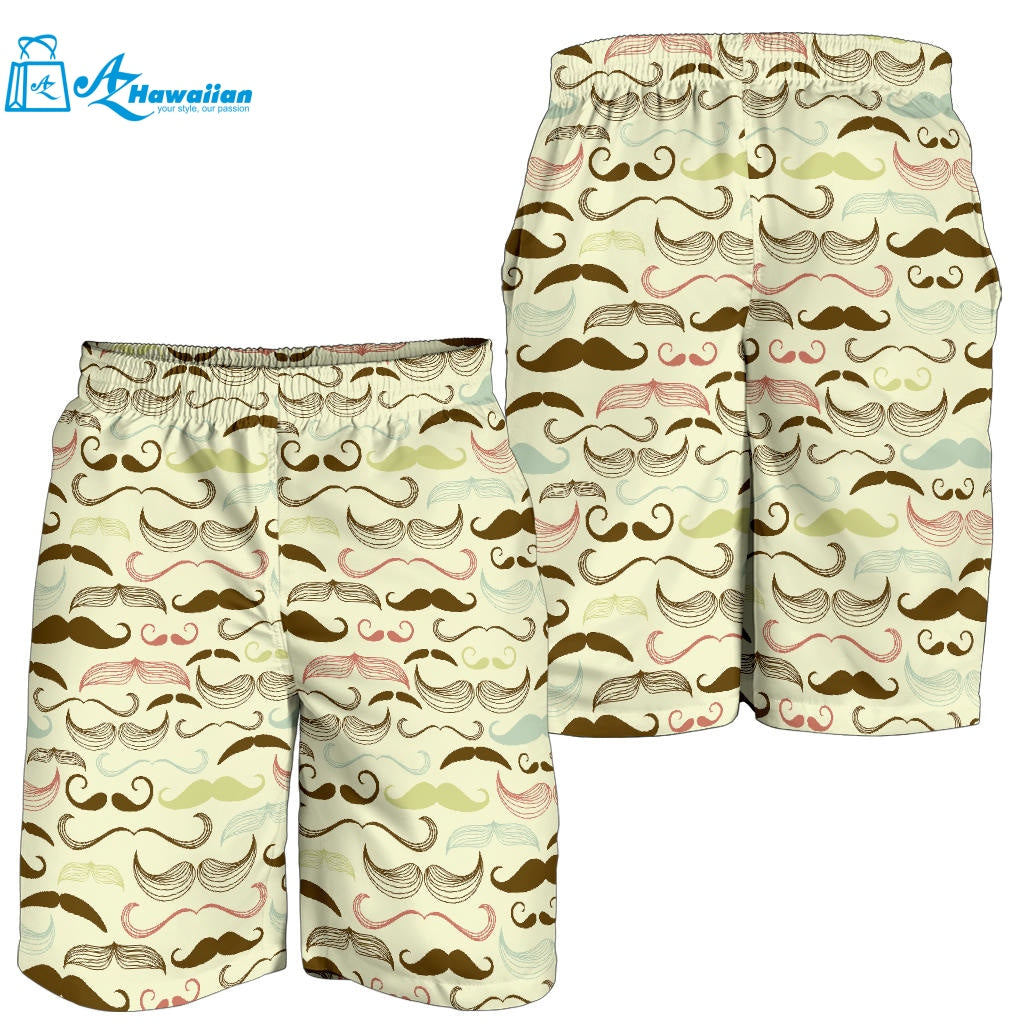 Mustache Beard Pattern Print Design 01 Men Shorts