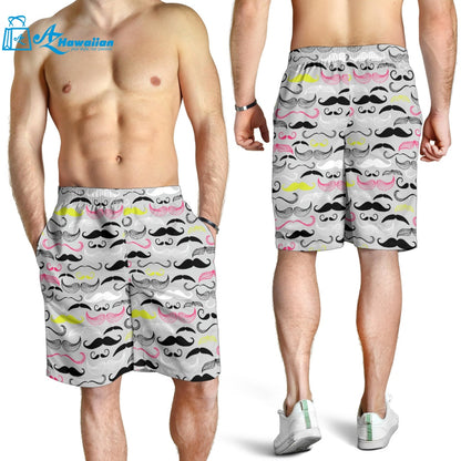 Mustache Beard Pattern Print Design 02 Men Shorts