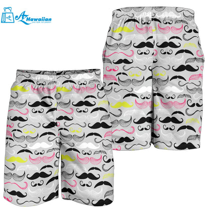 Mustache Beard Pattern Print Design 02 Men Shorts