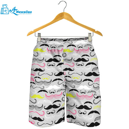 Mustache Beard Pattern Print Design 02 Men Shorts