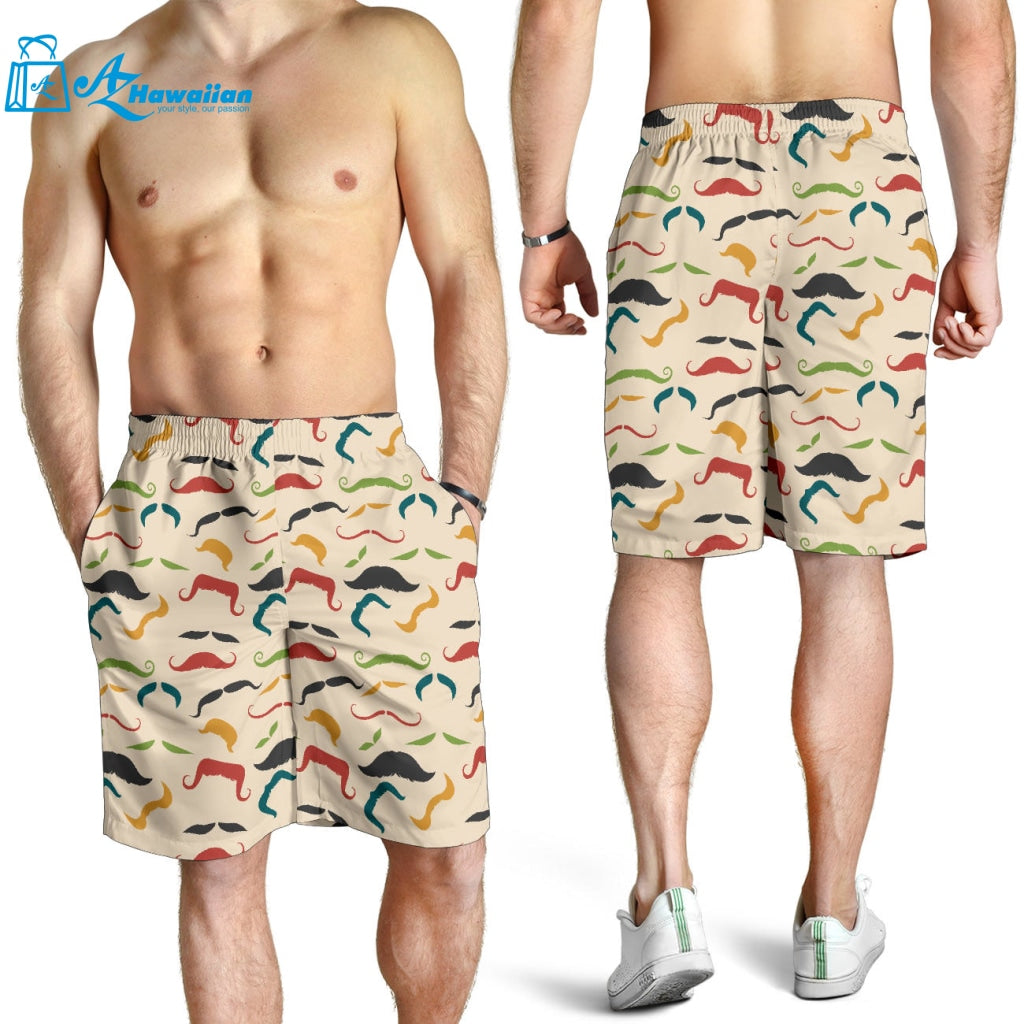 Mustache Beard Pattern Print Design 03 Men Shorts